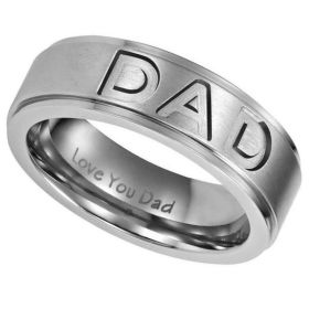 1pc Engraved Love You Dad 316L Stainless Titanium Steel Band Ring DAD Ring Best Gifts For Father Men's Unique Fashion Jewelry Artificial Gift