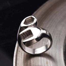 Men's 3 Colors Wrench Spanner Ring; Black/Silver/Golden