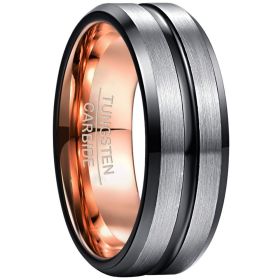 Men's Rose Gold Plated Inner Ring Frosted Tungsten Steel Ring