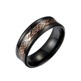 Popular Titanium Steel Plated Black Dragon Pattern Ring Stainless Steel Blue Men's Ring