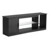 TV Stand for TVs up to 65 inch, Modern Entertainment Center with Light Strip, Wooden TV Cabinet Storage with Glass Shelf and Adjustable Shelves