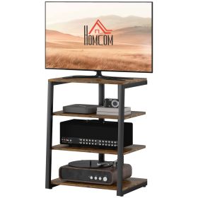 TV Stand Cabinet for 28" TVs with Adjustable Shelves and Extension Lead Holder for Living Room, Rustic Brown