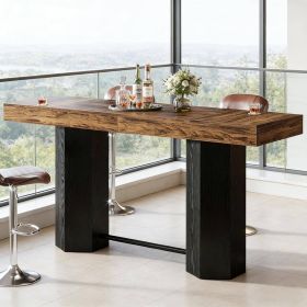 Home Bar Table, Counter Height Pub Table with Sturdy Base
