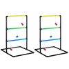 The ladder ball and golf throwing ball set is used for the ladder throwing game and includes 6 balls, a scoring board and a portable bag.