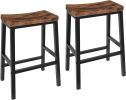 Bar Stools, Set of 2 Bar Chairs, 23.6 Inch Saddle Stools, Kitchen Counter Seat with Footrests, Industrial Barstools for Dining Room, Kitchen, Counter