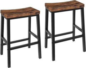 Bar Stools, Set of 2 Bar Chairs, 23.6 Inch Saddle Stools, Kitchen Counter Seat with Footrests, Industrial Barstools for Dining Room, Kitchen, Counter