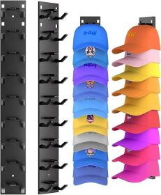 2 Pack Hat Organizer for Baseball Caps, Strong Adhesive Hat Rack for Wall, Multilayer Hat Storage Display Holder