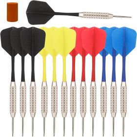 Steel Tip Darts Set 12 pc Bar Darts Perfect Fun Darts for Throwing Metal Tip On Dartboard in Family Game Room, Man Cave