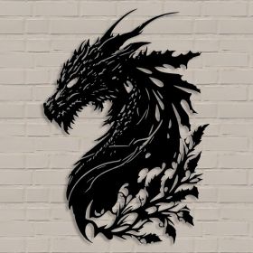 Dragon Metal Wall Art Medieval Decor Fantasy Decorations for Living Room Bedroom Office Man Cave Decor for Men Dragon Lover's Gifts14.2 In X 11.4