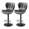 Bar Stool Set of 2, Modern PU Leather Counter Height Stools, Swivel Kitchen Barstool with Back and Footrest, Height Adjustable Armless Bar Chair