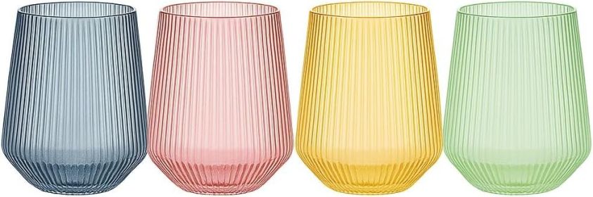 40 count Origami Ripple Unbreakable Stemless Plastic Wine Champagne Whiskey Glasses Elegant Durable Disposable Indoor Outdoor Ideal for Home, Bar