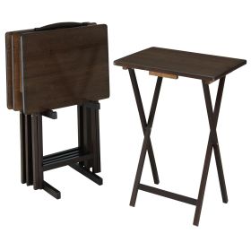 Walnut 5-Piece Folding TV Tray Table Set;  19 x 15 x 26 Inch