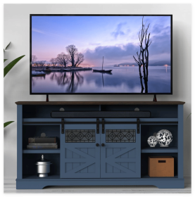 Farmhouse TV Stand with Sliding Barn Door & Drawer, 75" Rustic Entertainment Center for TVs up to 75", Buffet Storage Cabinet for Living Room