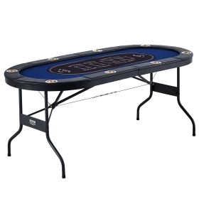 VEVOR 8 Player Foldable Poker Table, Blackjack Texas Holdem Poker Table with Padded Rails and Stainless Steel Cup Holders