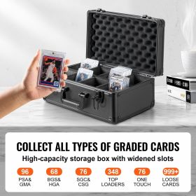 Graded Card Storage Box, 4 Slots, Graded Sports Cards Holder Carrying Case with Key Lock Foam Dividers