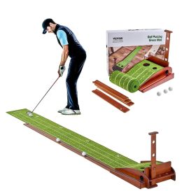 VEVOR Golf Putting Mat, 2 Hole Indoor Golf Putting Green, Wrinkle-Free Golf Training Aid, Mini Golf Set with Auto-Ball Return, Alignment Guide, 3