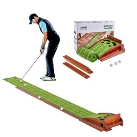 VEVOR Golf Putting Mat, 5 Hole Indoor Golf Putting Green, Wrinkle-Free Golf Training Aid, Mini Golf Set with Auto-Ball Return, Alignment Guide, 3