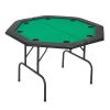 Foldable Poker Table, 8 Player 48 in Folding Casino Leisure Table with Padded Rails & Cup Holders