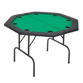 Foldable Poker Table, 8 Player 48 in Folding Casino Leisure Table with Padded Rails & Cup Holders