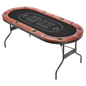 VEVOR Foldable Poker Table, 8 Player 72 in Folding Casino Leisure Table with Padded Rails and Cup Holders