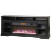 Fireplace TV Stand for TVs Up to 80 Inch, TV Console with Electric Fireplace, Open Storage and Side Cabinets, Black
