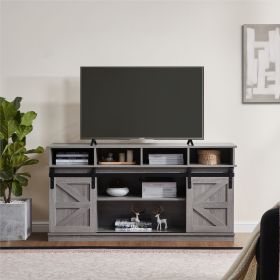 TV Stand Sliding Barn Door Modern&Farmhouse Wood Entertainment Center, Storage Cabinet Table Living Room with Adjustable Shelves for TVs Up to 65"