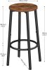 Bar Stools, Set of 2 Bar Chairs, Kitchen Round Height Stools with Footrest, Breakfast Bar Stools Rustic Brown