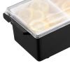 Chilled Condiment Server, 4 Compartment Ice Cooled Condiment Serving Container, Chilled Garnish Tray Bar Caddy with Lid, for Bartending & Serving Taco