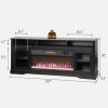 Fireplace TV Stand for TVs Up to 80 Inch, TV Console with Electric Fireplace, Open Storage and Side Cabinets, Black