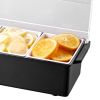 Chilled Condiment Server, 4 Compartment Ice Cooled Condiment Serving Container, Chilled Garnish Tray Bar Caddy with Lid, for Bartending & Serving Taco