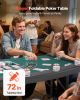 Foldable Poker Table, 7 Player 72 in Folding Casino Leisure Table with Padded Rails & Cup Holders