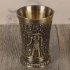 Vintage Egyptian Copper Alloy Wine Cup Embossed Shot Glasses Wine Bar Cocktail Cup One Shot Cup, Helios, 40ml