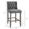26.25" Counter Height Bar Stools, Tufted Wingback Armless Upholstered Dining Chair with Rubber Wood Legs, Set of 2, Gray