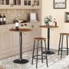 Bar Stools, Set of 2 Bar Chairs, Kitchen Round Height Stools with Footrest, Breakfast Bar Stools Rustic Brown