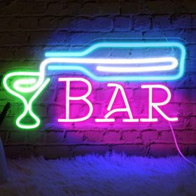 1pc Bar Neon LED Sign,USB-Powered, Multicolor Illuminated Wall Decor for Bars, Cafes, Clubs & Restaurants - Vibrant Pink & Blue Light (Color: Pink Blue)