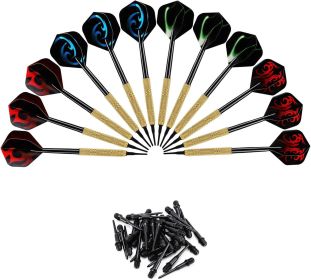 12 Pcs Darts Plastic Tip, Soft Tip Darts Set, 14g Plastic Tipped Dart, Attach Extra 36 Black 2BA Replacement Tips (Color: Red, Blue, Green-Stripes)
