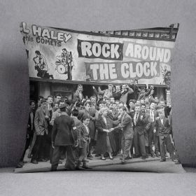 Crowd waiting to see Rock Around The Clock Cushion (Insert: With Insert, size: 16" X 16")